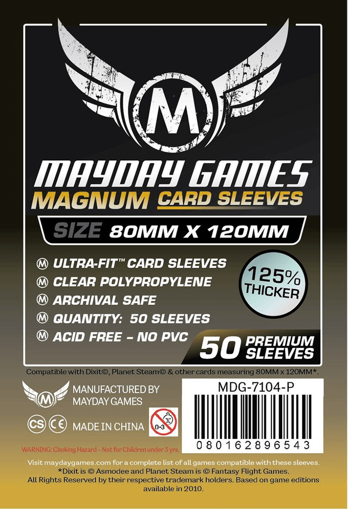 Sleeves MayDay Premium Magnum Gold (80x120mm 100ct) Clear