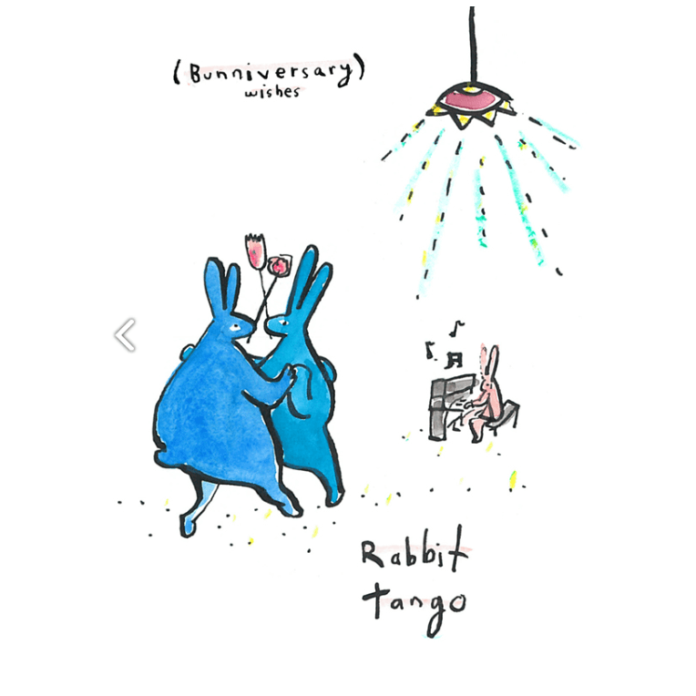 Greeting Card (5x7in) Rabbit Tango