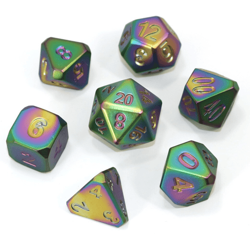 Dice 7-set Metal Forge (16mm) Rainbow Satin