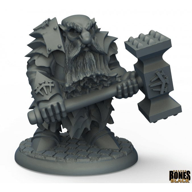 Mini - Reaper Bones Black 44010 Dark Dwarf Pounder