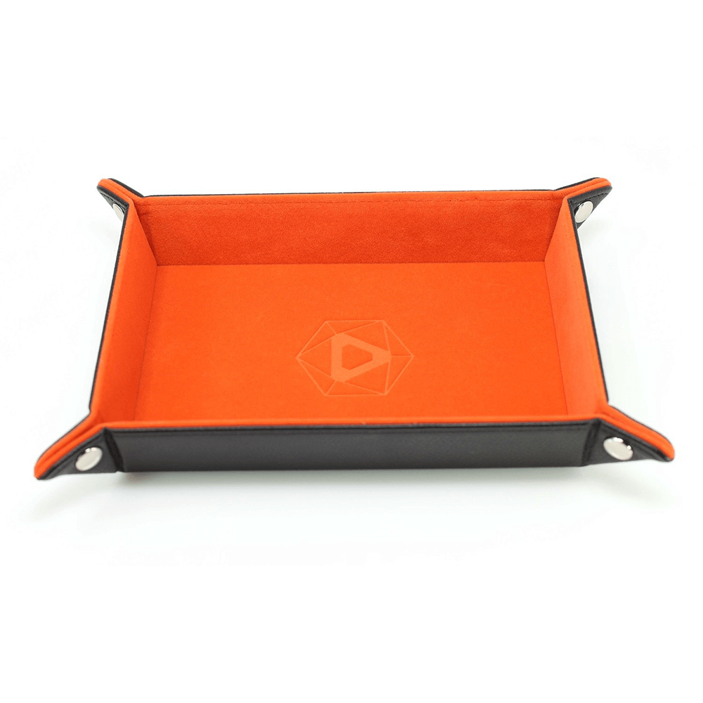 Dice Tray (8x11in) Leather Black / Velvet Orange