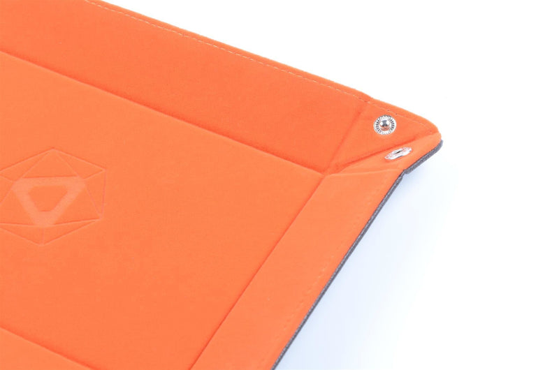 Dice Tray (8x11in) Leather Black / Velvet Orange