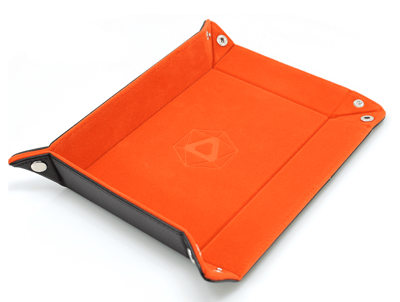 Dice Tray (8x11in) Leather Black / Velvet Orange
