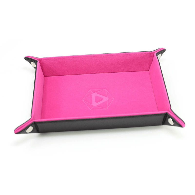 Dice Tray (8x11in) Leather Black / Velvet Pink