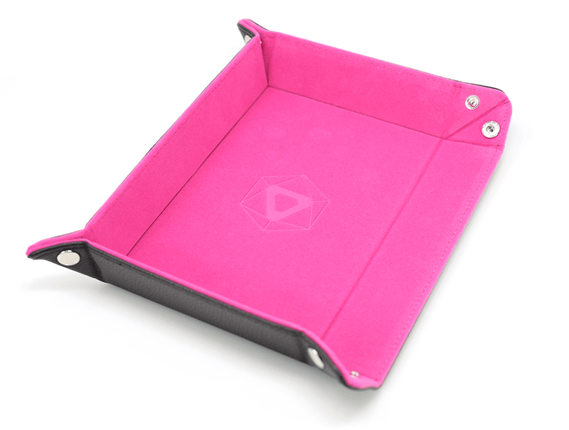 Dice Tray (8x11in) Leather Black / Velvet Pink