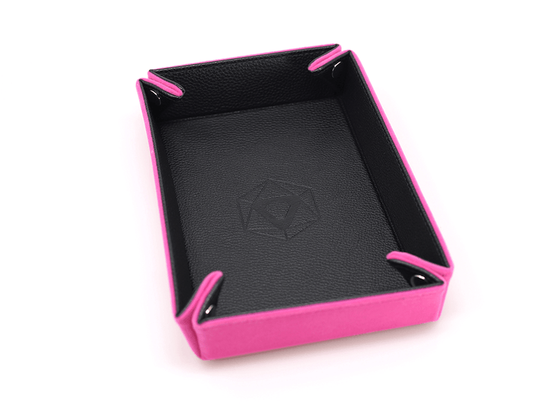 Dice Tray (8x11in) Leather Black / Velvet Pink