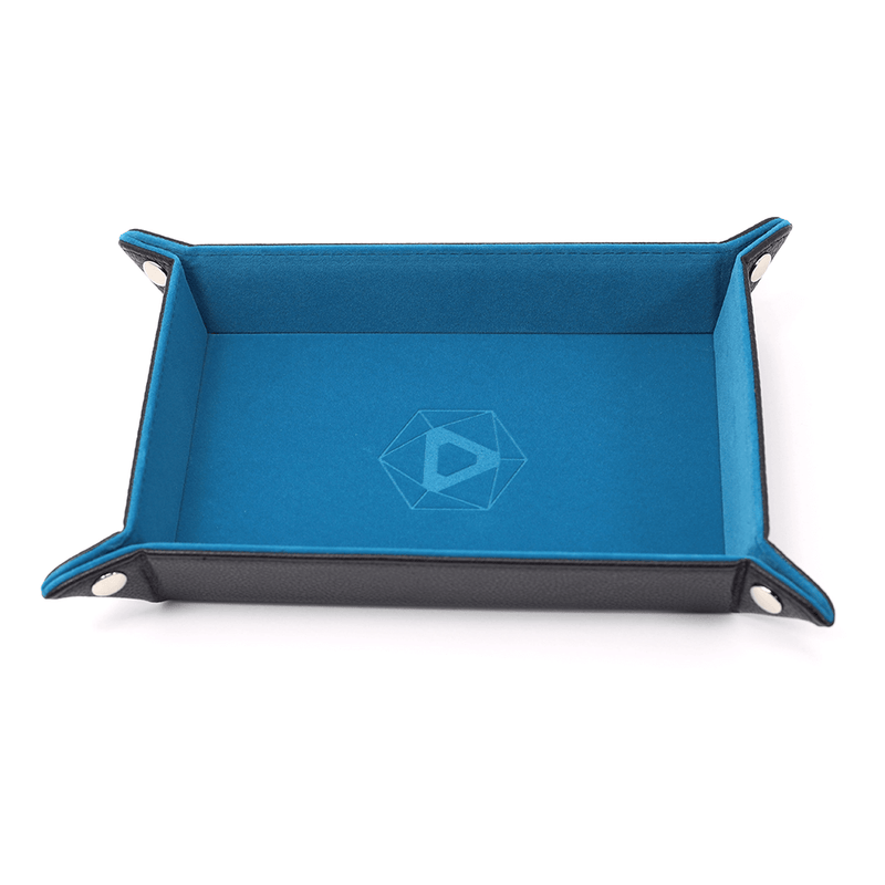 Dice Tray (8x11in) Leather Black / Velvet Teal