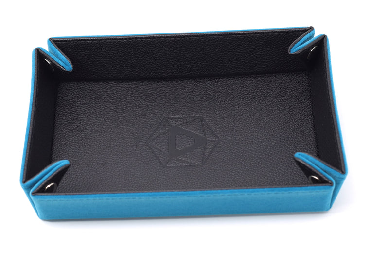 Dice Tray (8x11in) Leather Black / Velvet Teal
