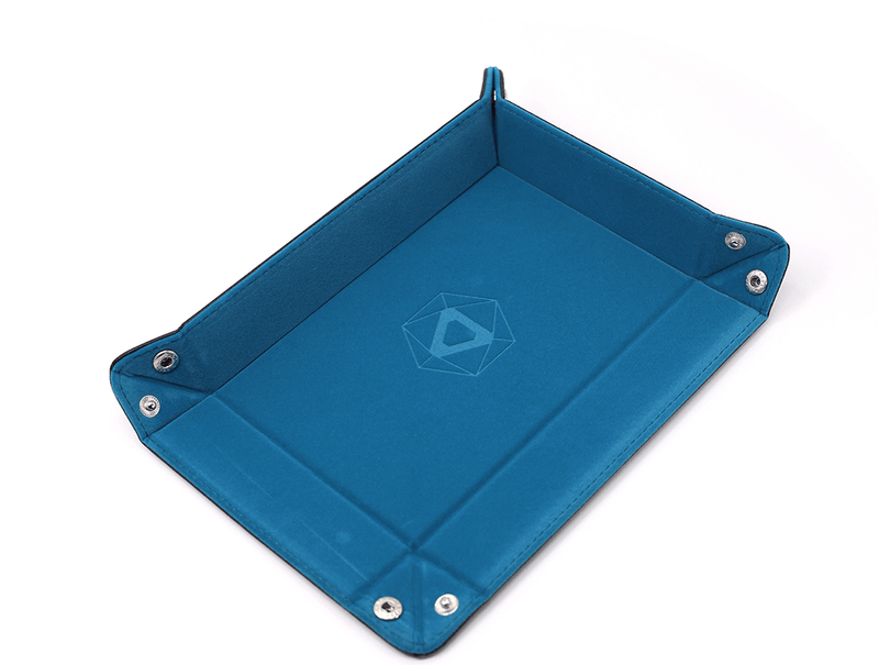 Dice Tray (8x11in) Leather Black / Velvet Teal