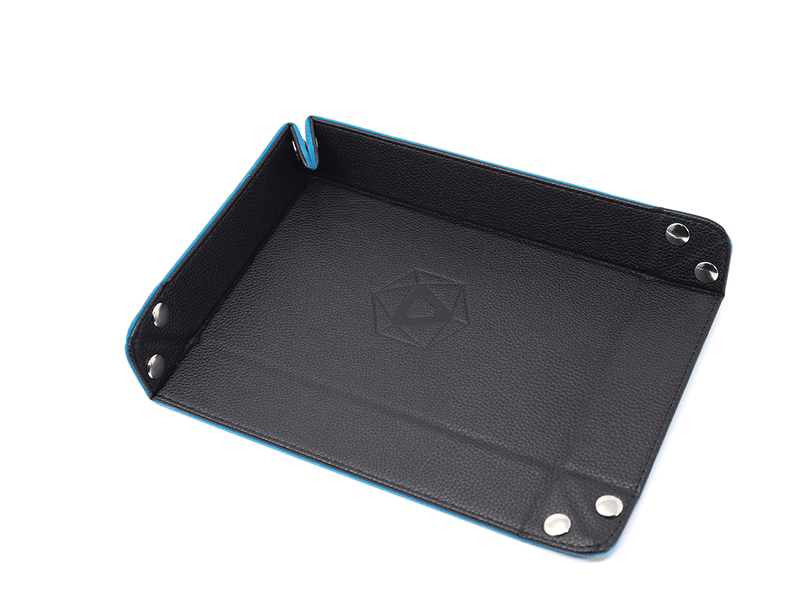 Dice Tray (8x11in) Leather Black / Velvet Teal