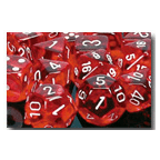 Dice Set 12d6 Translucent (16mm) 23604 Red / White