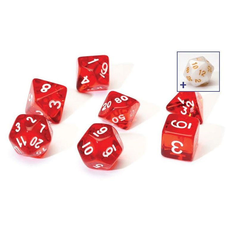 Dice 7-set Translucent (16mm) Red / White