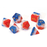 Dice 7-set Translucent Semi (16mm) Red White Blue