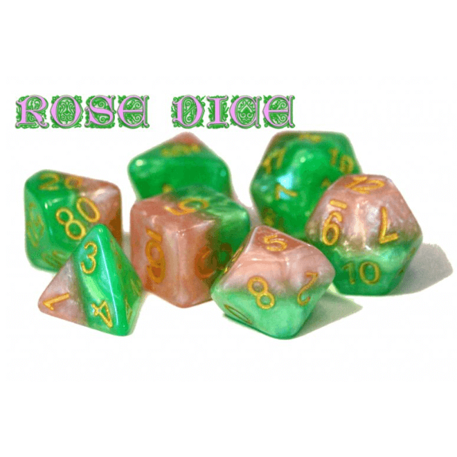Dice 7-set Rose Dice (16mm) Pink / Green
