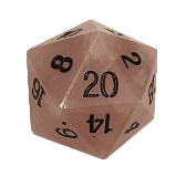 Polyhedral Dice d20 Stone (35mm) Rose Quartz