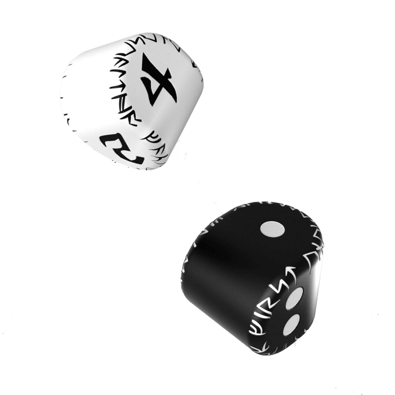 Dice Set Unique Runic (15mm) d2 Black d4 White