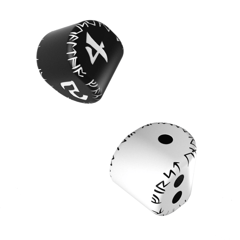 Dice Set Unique Runic (15mm) d2 White d4 Black