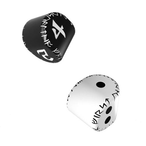 Dice Set Unique Runic (15mm) d2 White d4 Black