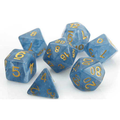 Dice 7-set Jade (16mm) Sapphire / Gold