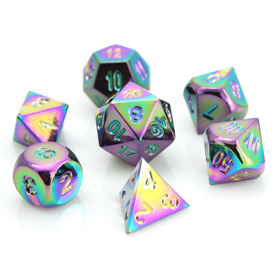 Dice 7-set Metal Classic (16mm) Scorched Rainbow