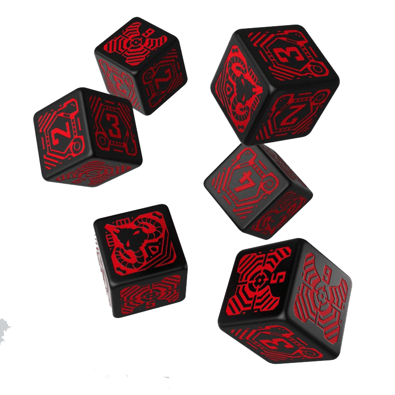 Dice Set 6d6 Shadowrun (16mm) Street Samurai