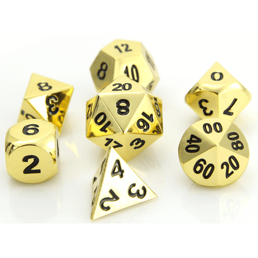 Dice 7-set Metal Classic (16mm) Shiny Gold / Black