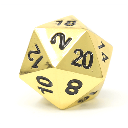 Polyhedral Dice d20 Metal (16mm) Shiny Gold / Black