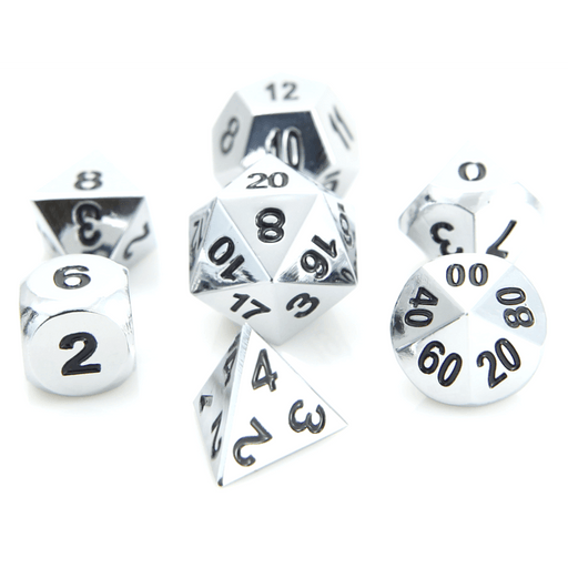 Dice 7-set Metal Classic (16mm) Shiny Silver