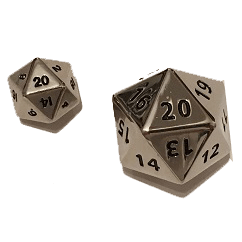 Polyhedral Dice d20 Metal (35mm) Silver Hue
