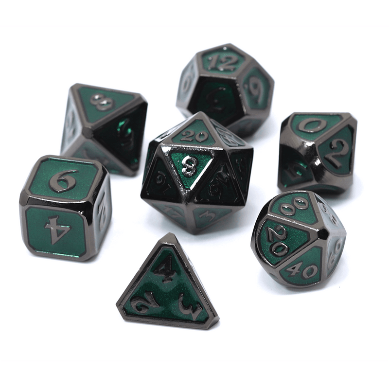 Dice 7-set Metal Mythica (16mm) Sinister Emerald