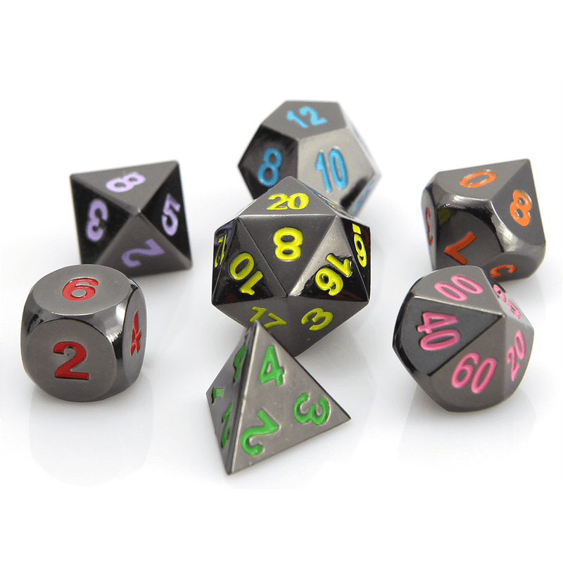 Dice 7-set Metal Classic (16mm) Sinister Rainbow
