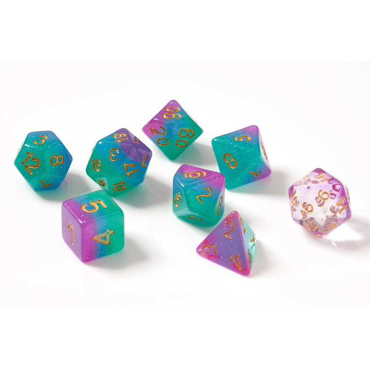 Dice 7-set Translucent Semi (16mm) Northern Lights