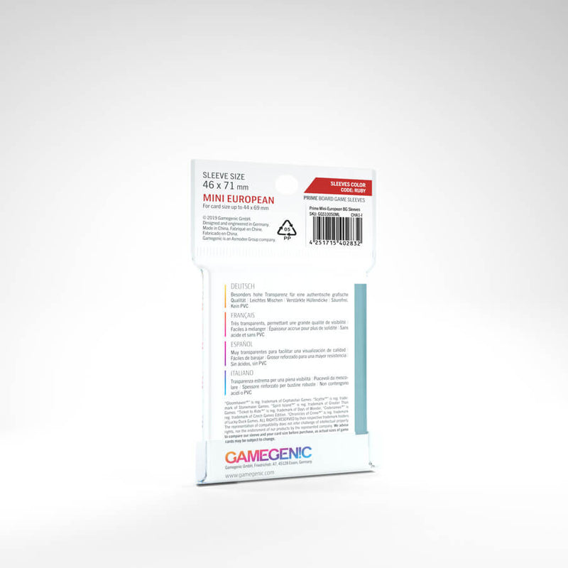 Sleeves Gamegenic Mini-European (Red 46x71mm 50ct) Clear