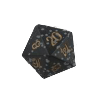 Polyhedral Dice d20 Stone (35mm) Obsidian Snowflake