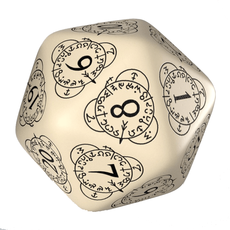 Polyhedral Dice Spindown d20 Level Counter (30mm) Beige / Black