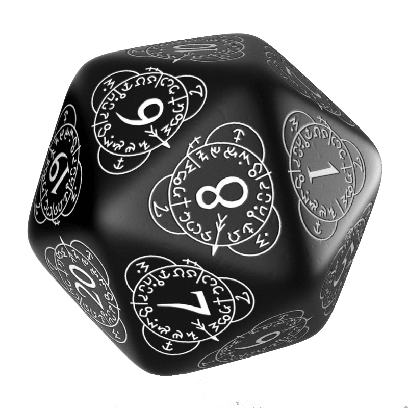 Polyhedral Dice Spindown d20 Level Counter (30mm) Black / White