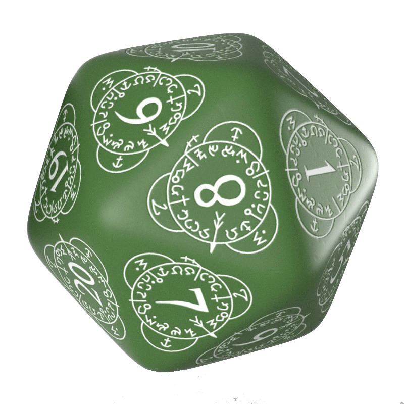 Polyhedral Dice Spindown d20 Level Counter (30mm) Green / White