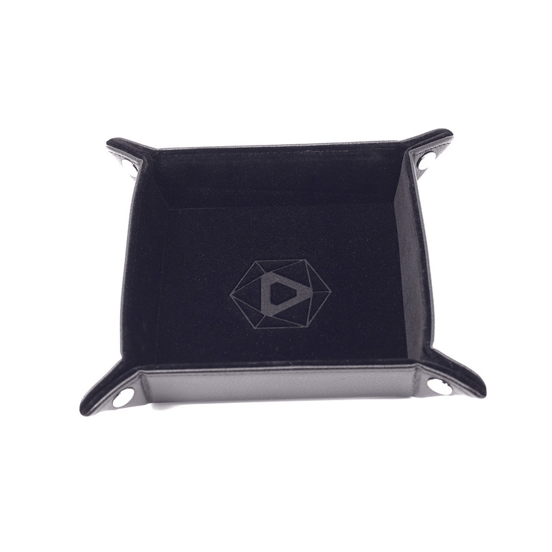 Dice Tray (8x8in) Square Leather Black / Velvet Black