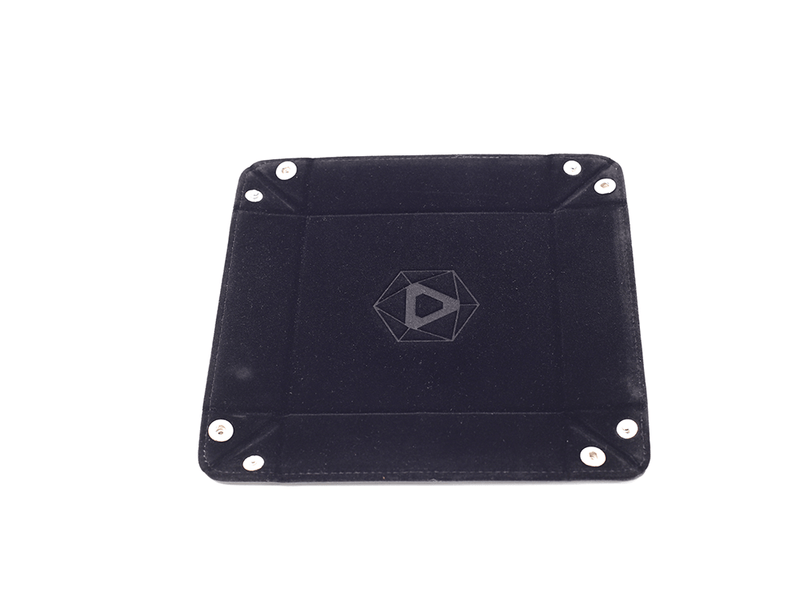 Dice Tray (8x8in) Square Leather Black / Velvet Black