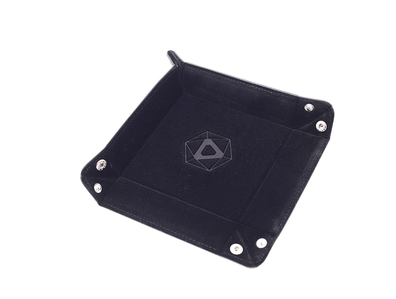 Dice Tray (8x8in) Square Leather Black / Velvet Black