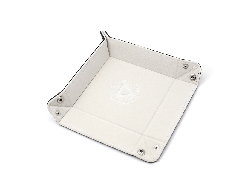 Dice Tray (8x8in) Square Leather Black / Velvet Cream