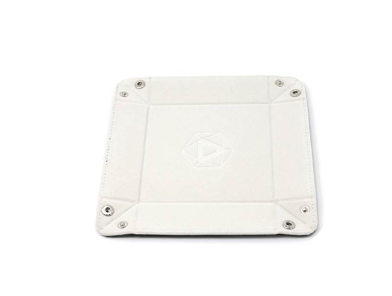 Dice Tray (8x8in) Square Leather Black / Velvet Cream