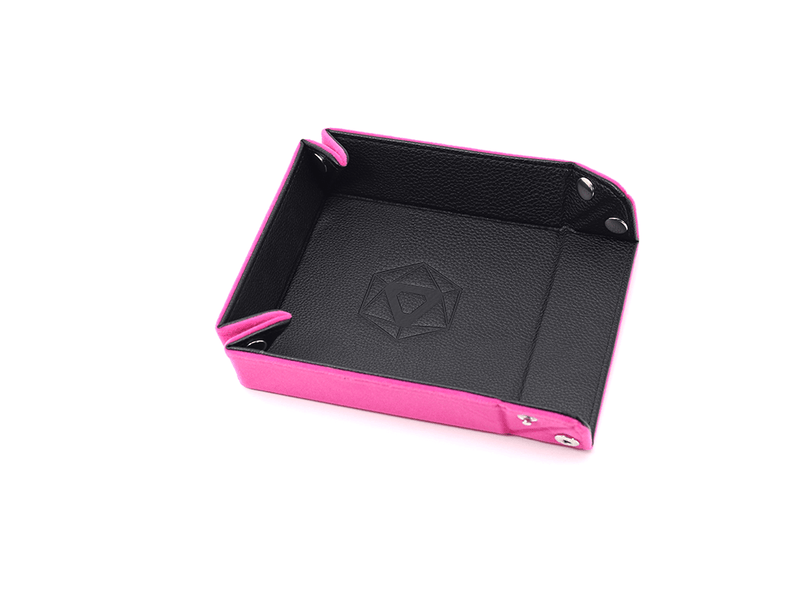 Dice Tray (8x8in) Square Leather Black / Velvet Pink