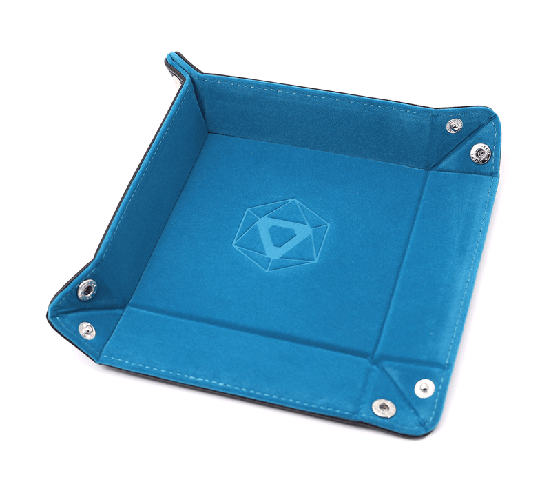 Dice Tray (8x8in) Square Leather Black / Velvet Teal