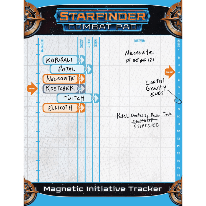 Starfinder Magnetic Combat Pad Initiative Tracker