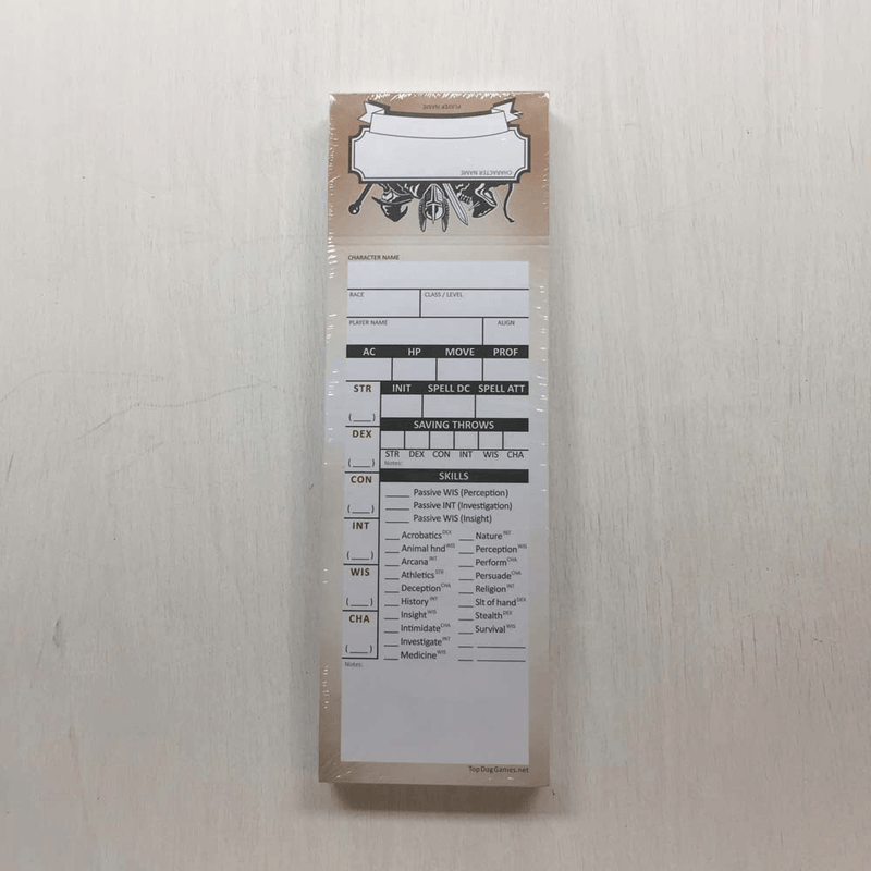 Stat Trackers (50ct) Blank 5e Characters