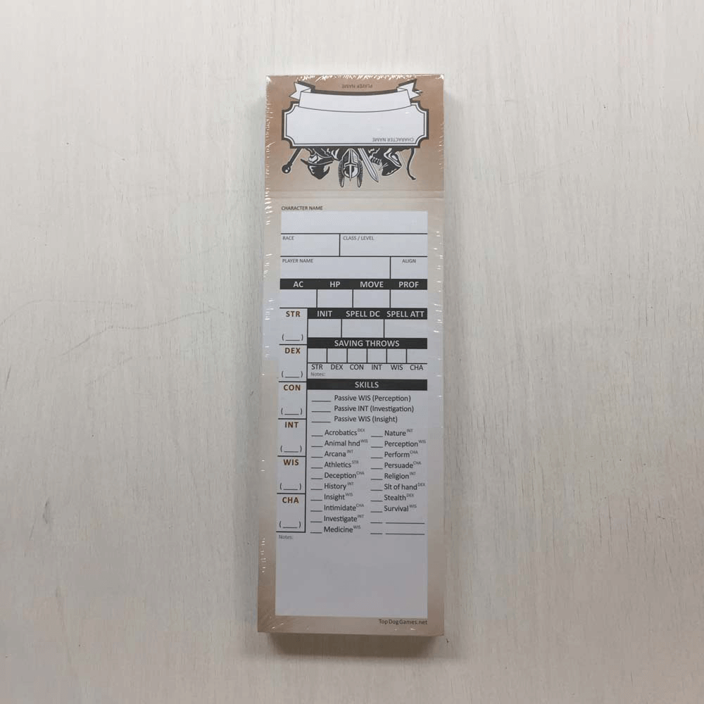 Stat Trackers (50ct) Blank 5e Characters — Twenty Sided