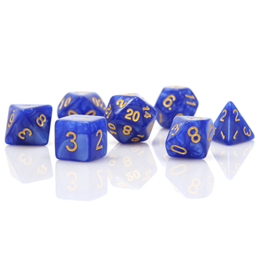 Dice 7-set Swirl (16mm) Blue / Gold