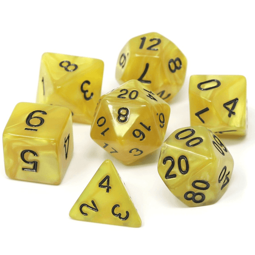 Dice 7-set Swirl (16mm) Gold Doubloons