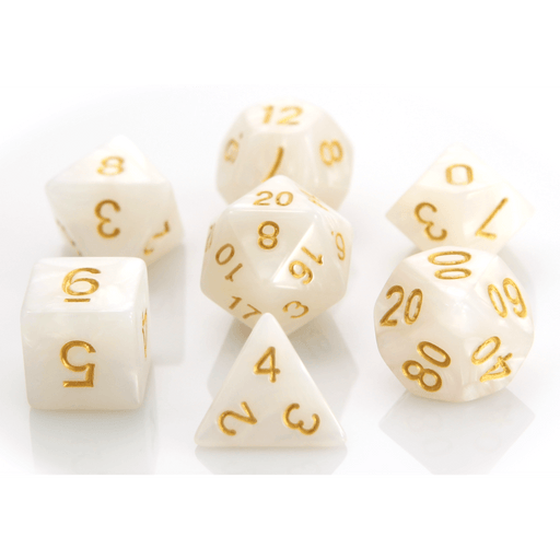 Dice 7-set Swirl (16mm) Pearl / Gold